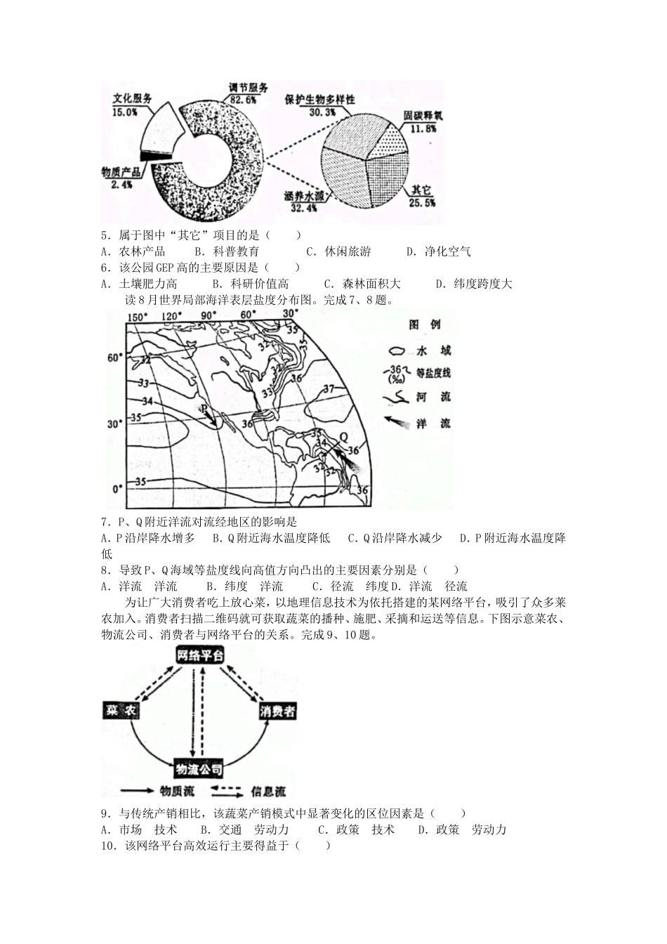2023年1月浙江高考选考地理试题及答案_第2页