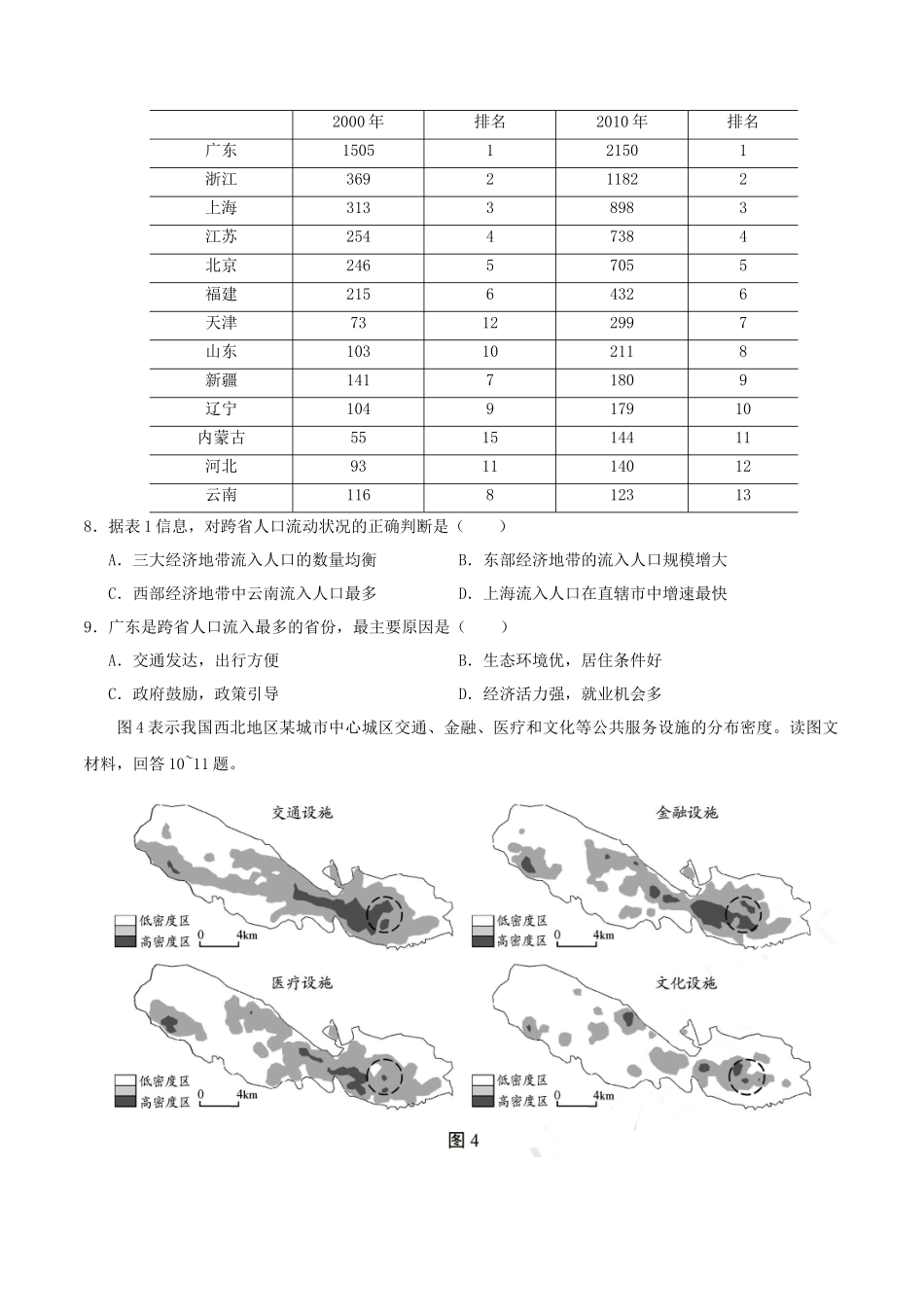 2020年天津高考地理试题及答案_第3页