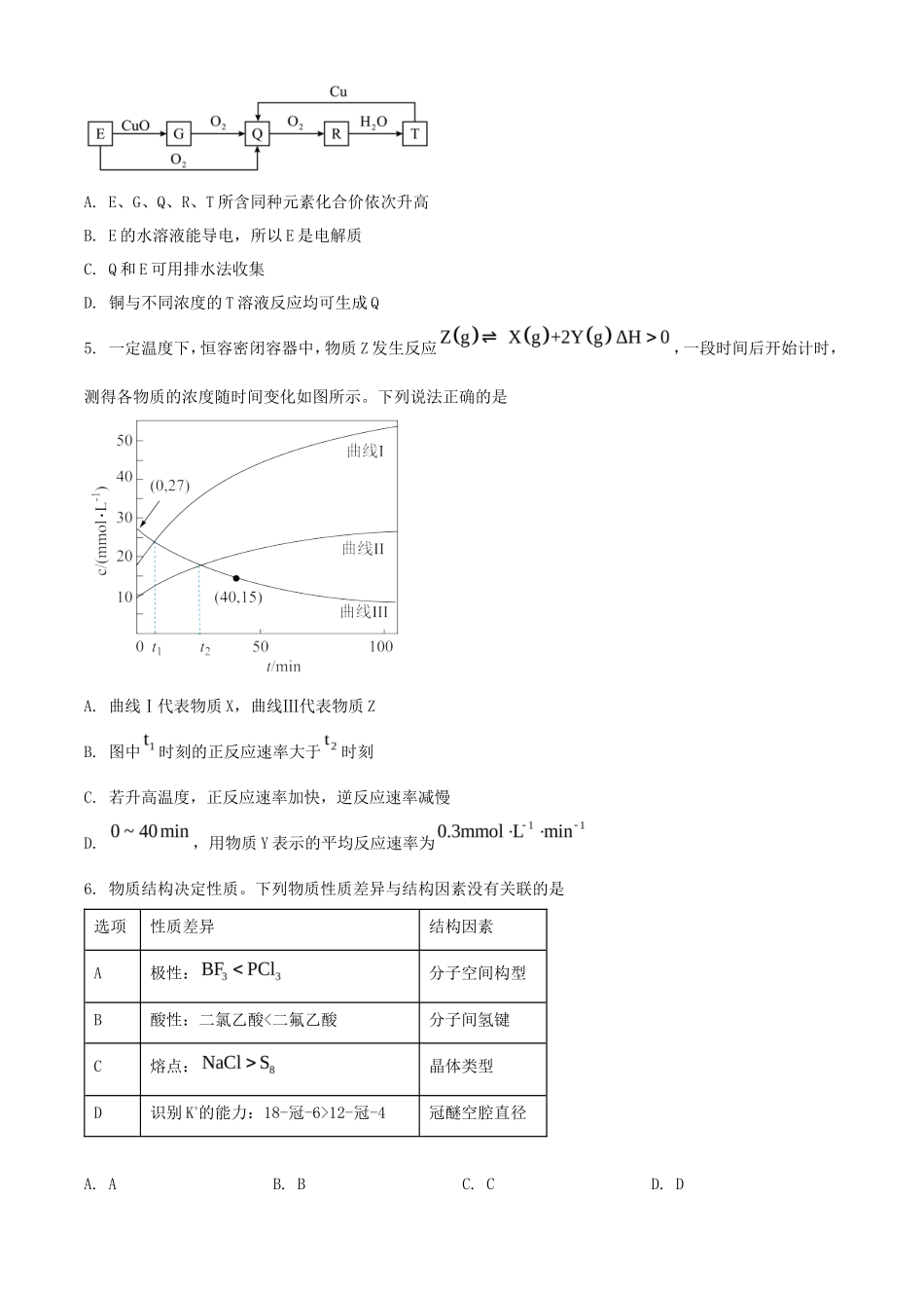 2025年1月山西高考适应性测试化学试题及答案_第2页
