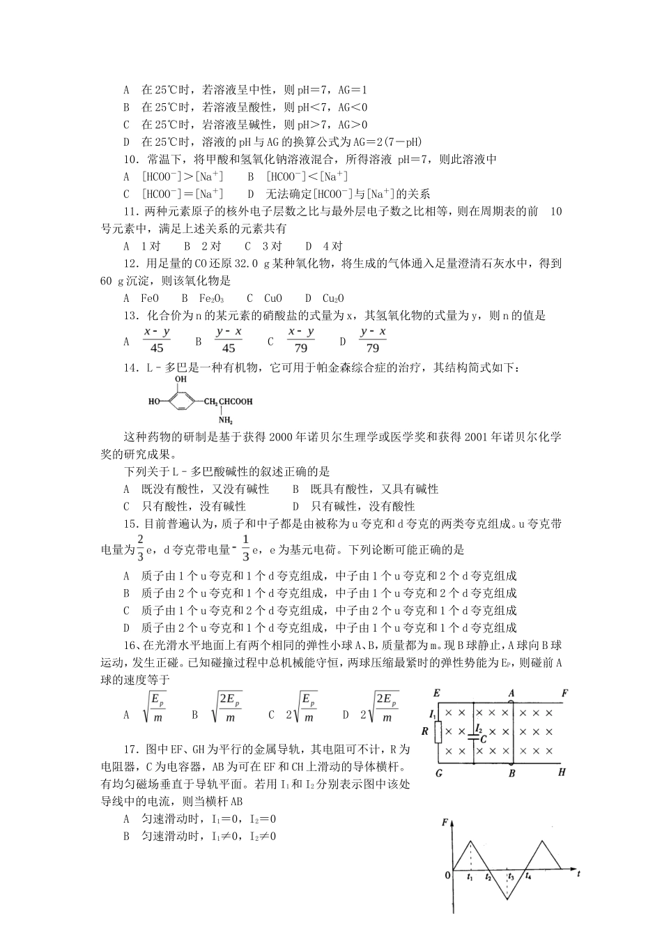 2002年全国卷高考理科综合真题及答案_第2页
