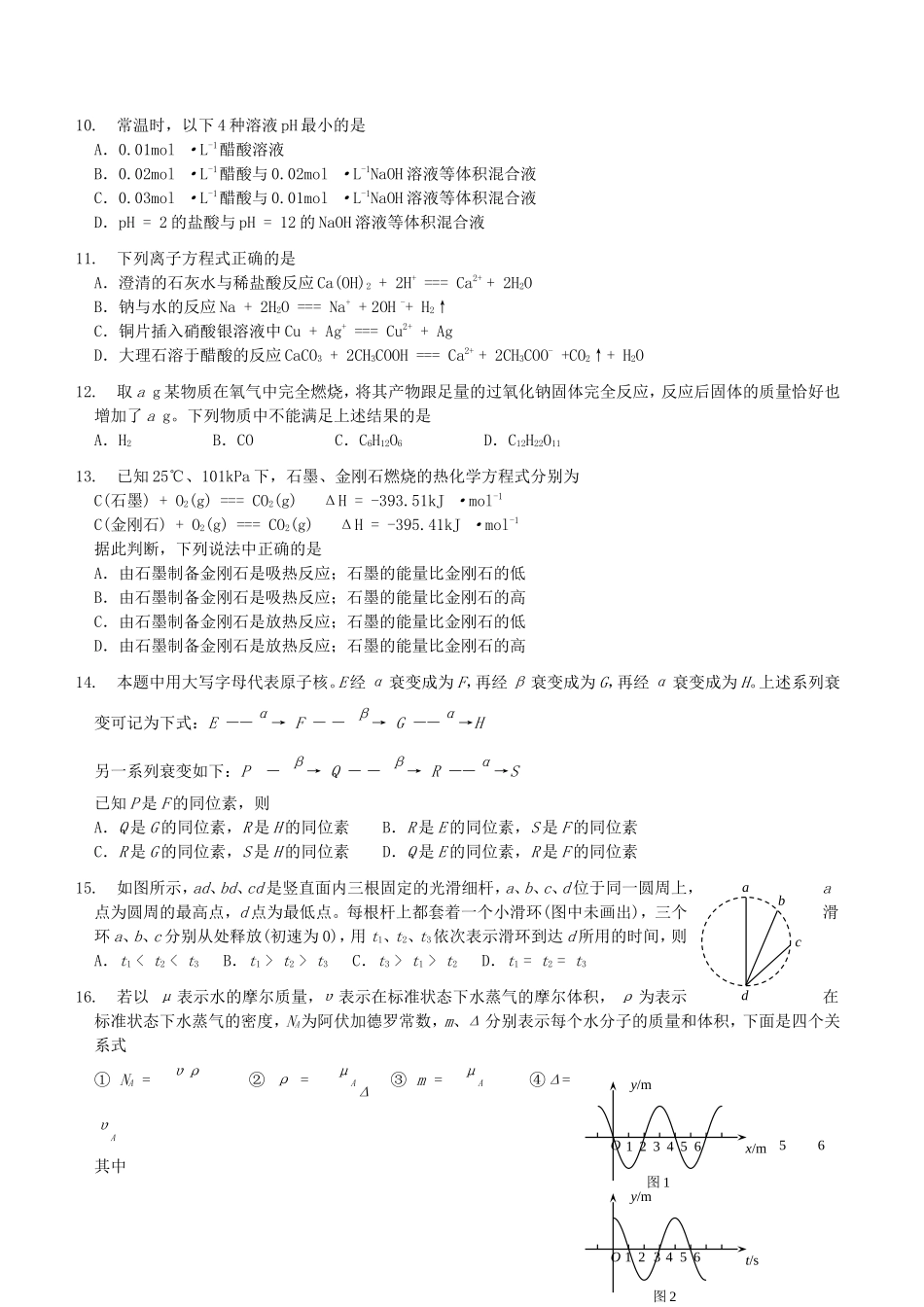 2004年全国卷I高考理科综合真题及答案_第3页