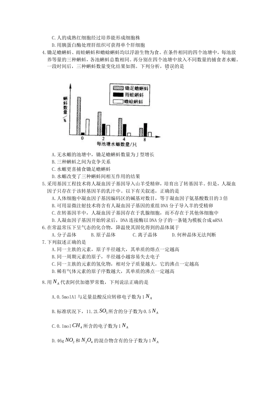 2006年全国卷I高考理综真题及答案_第2页