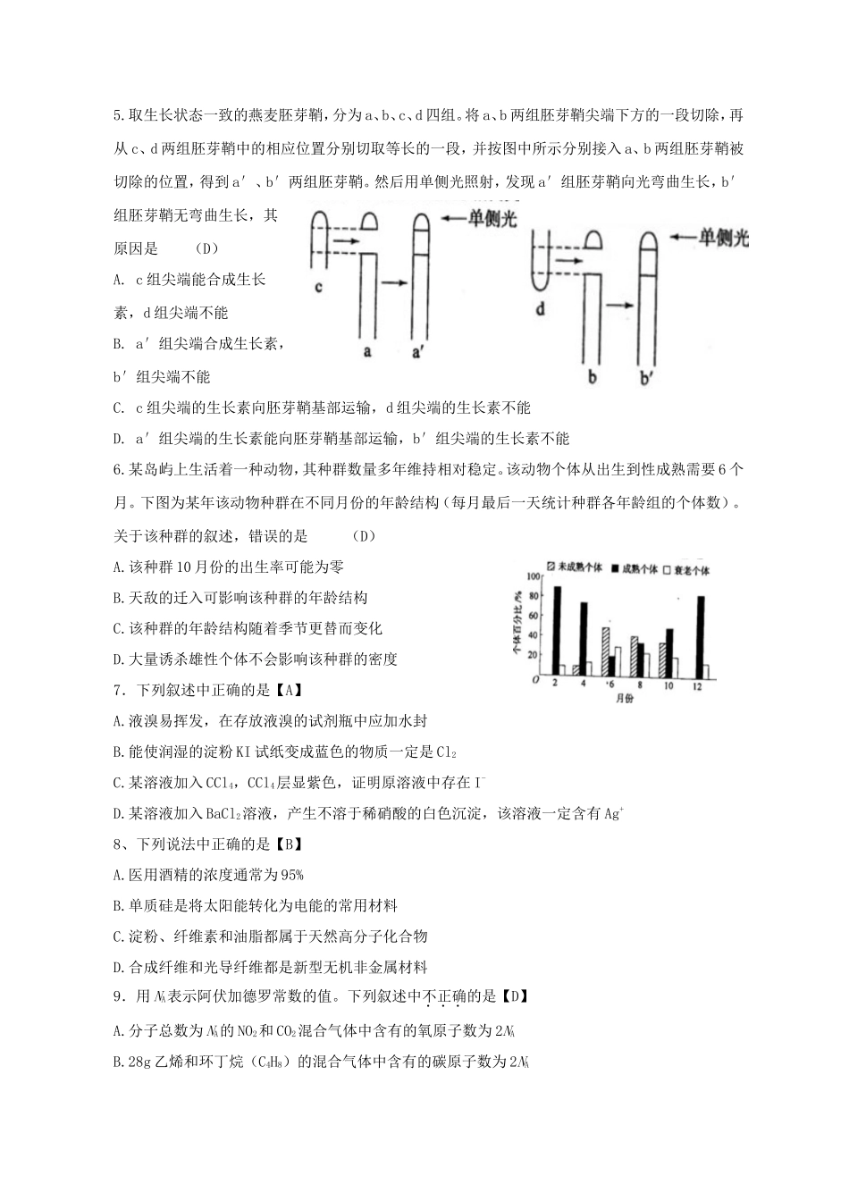 2012年全国卷高考理综试题及答案_第2页