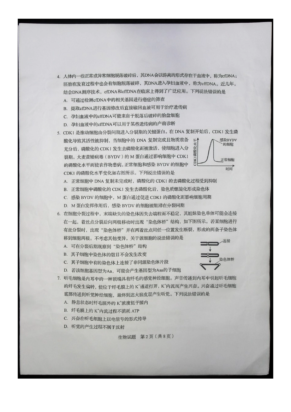 2020年全国新高考I生物试题真题及答案_第2页