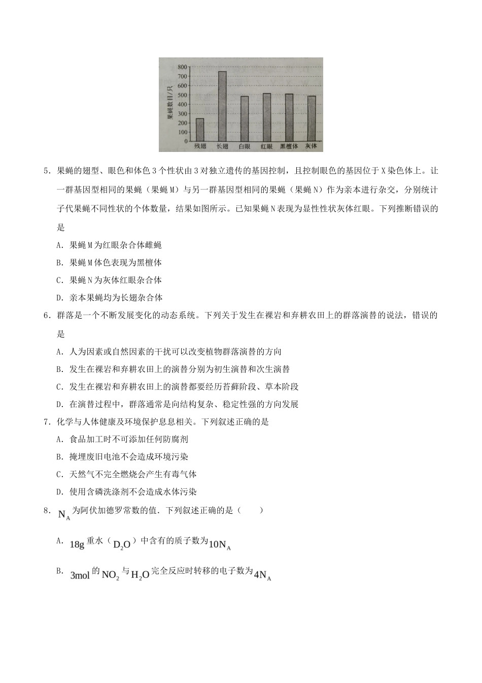 2021年全国甲卷高考理综真题_第2页