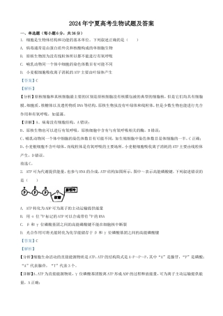 2024年宁夏高考生物试题及答案