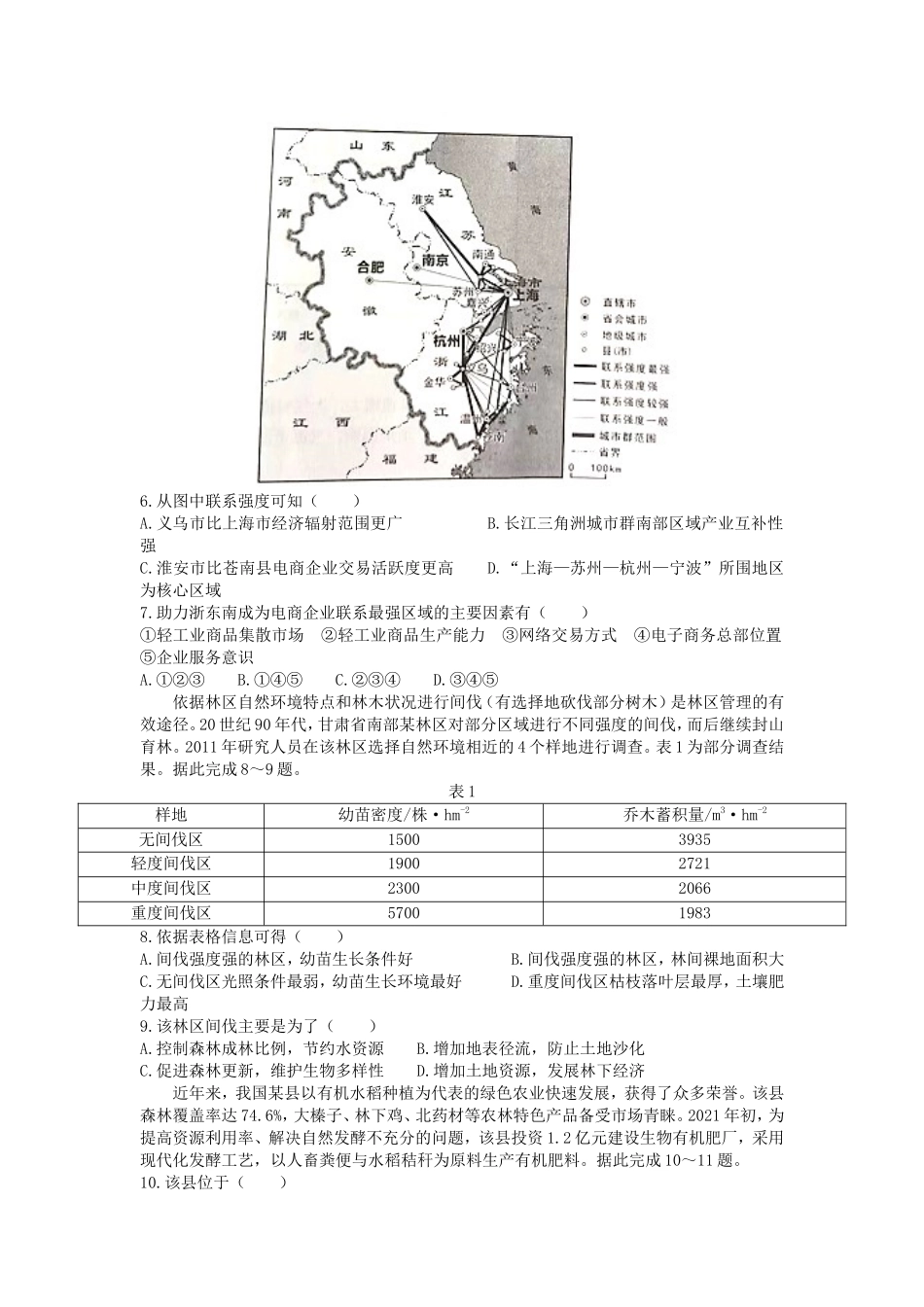 2021年辽宁普通高中学业水平选择性考试地理真题及答案_第2页