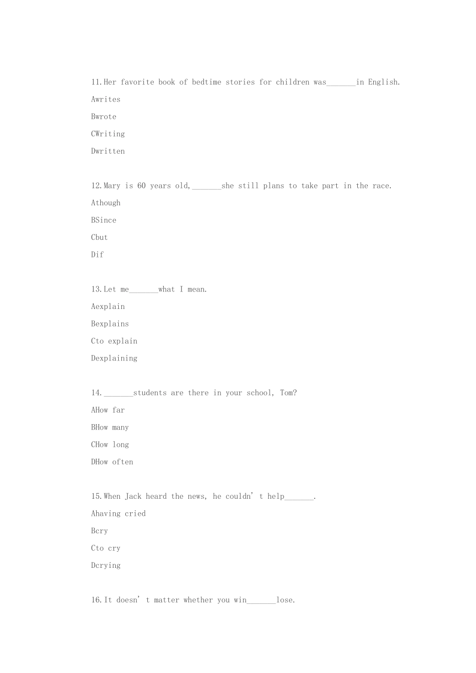 无忧考网_2021年重庆成人高考高起点英语考试真题及答案_第3页