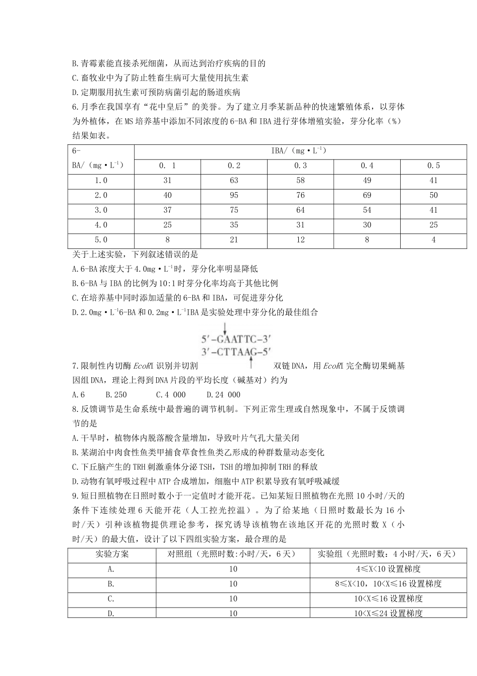 无忧考网_2021年湖北普通高中学业水平选择性考试生物真题及答案_第2页