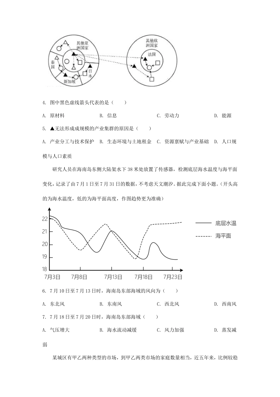 2024年福建普通高中学业水平选择性考试地理真题及答案_第3页