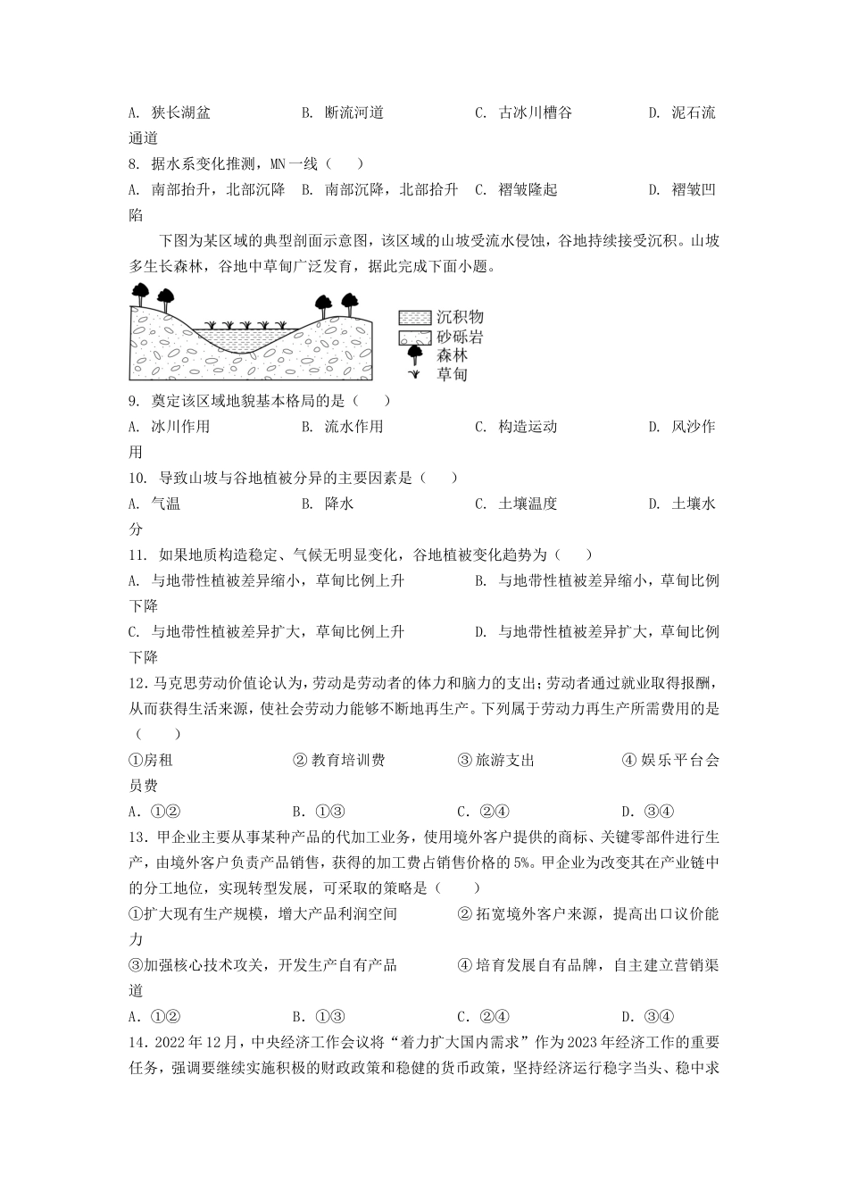 2023年四川高考文科综合真题及答案_第2页