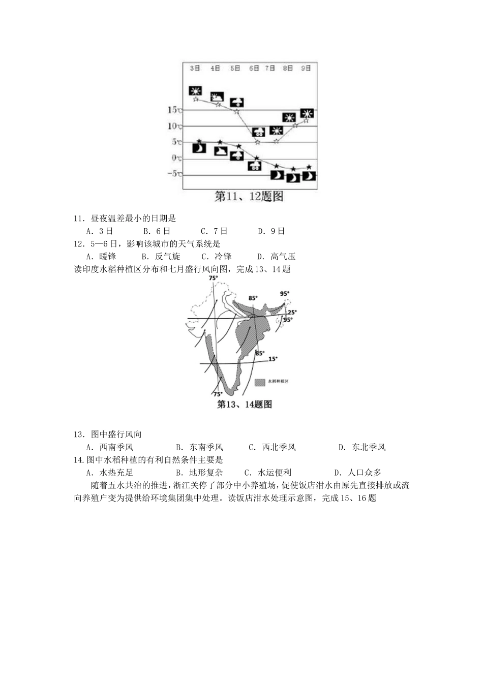 2015年浙江普通高中会考地理考试真题_第2页