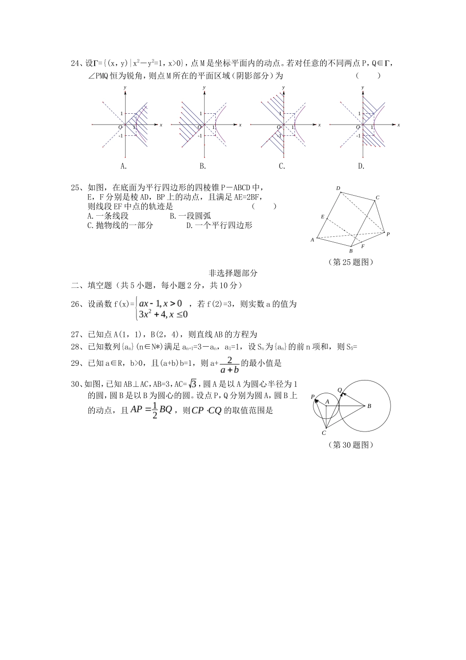 2015年浙江普通高中会考数学真题及答案_第3页