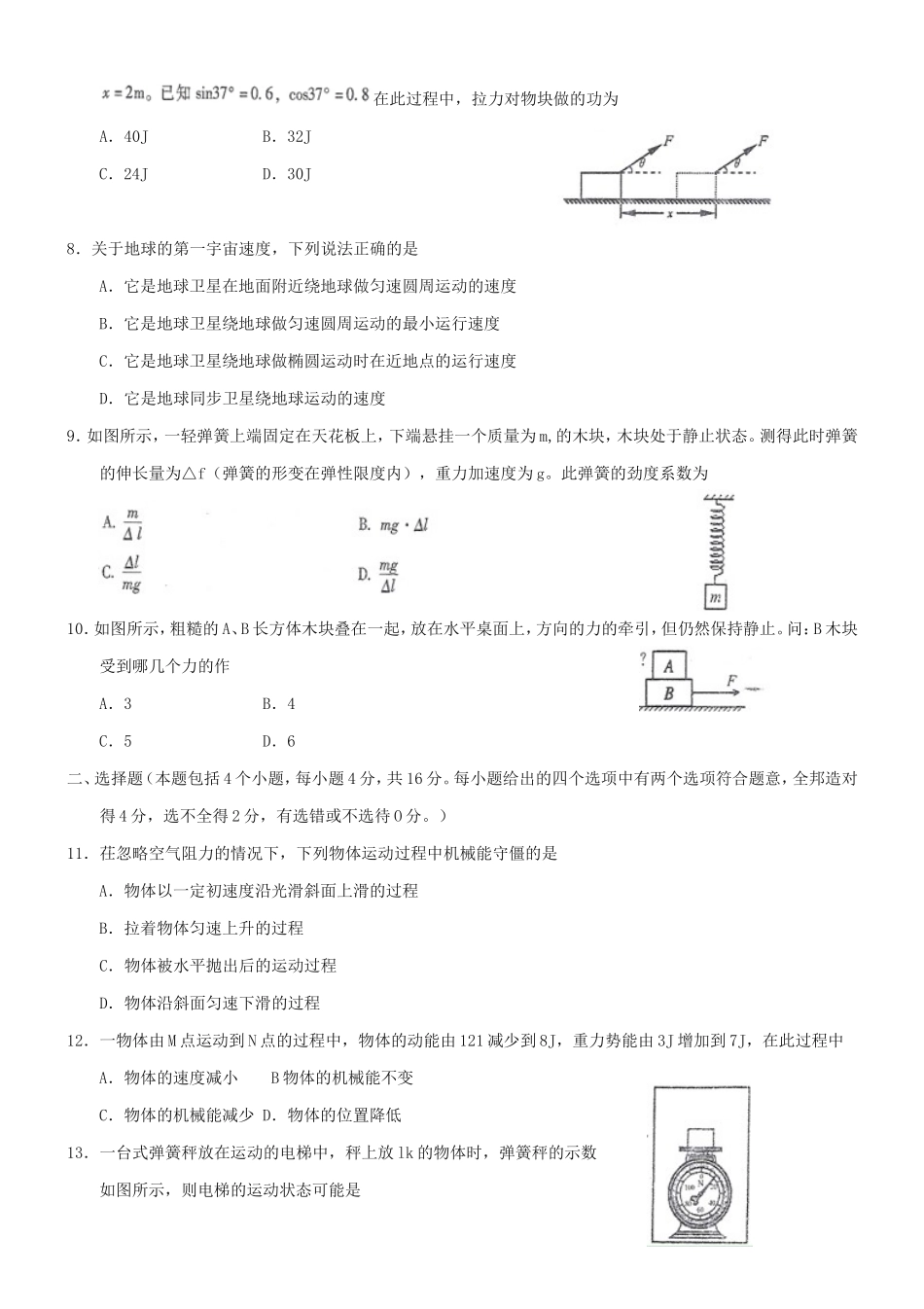 2019年云南普通高中会考物理真题_第2页