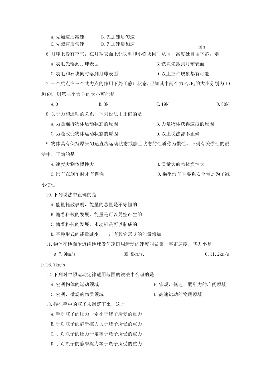 2015年新疆普通高中会考物理真题_第2页