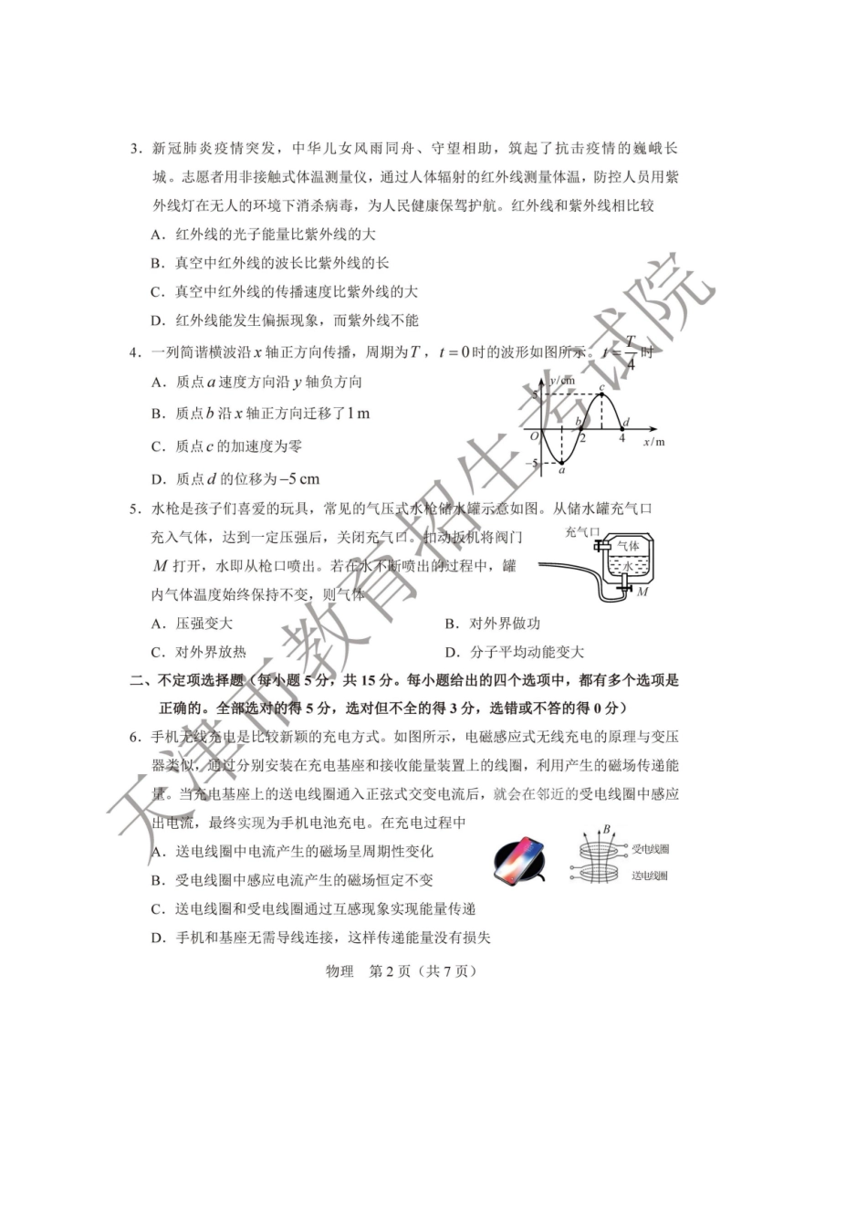 2020年天津普通高中学业水平等级性考试物理真题及答案_第2页