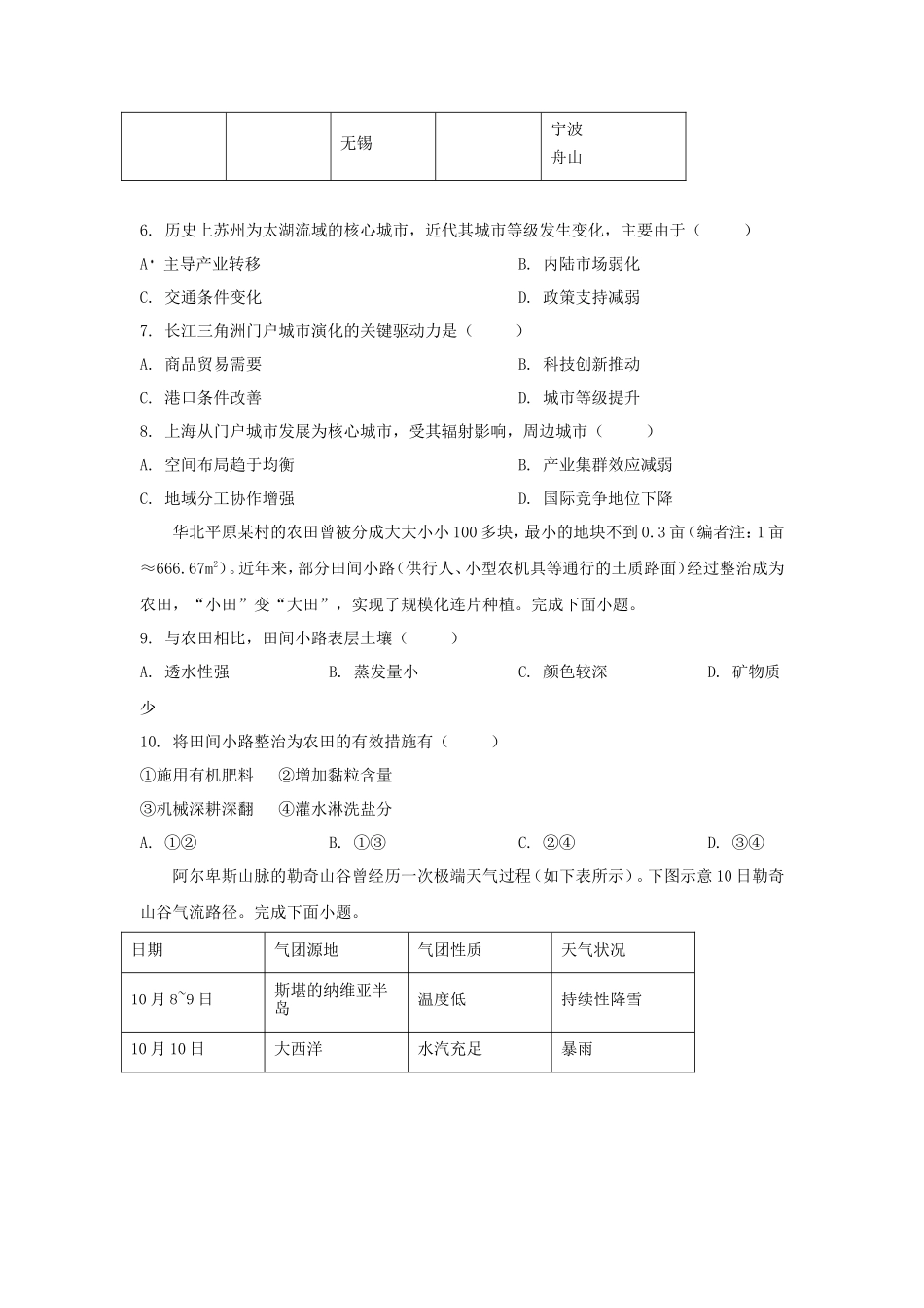 2025年宁夏学考选择性考试地理真题及答案_第3页