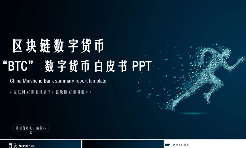 “BTC” 数字货币白皮书 PPT模版