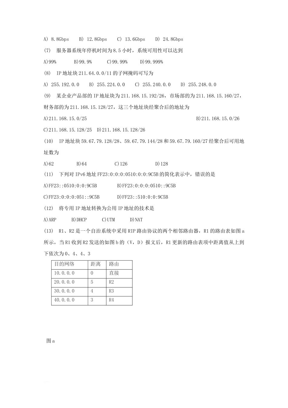 2011年3月全国计算机四级网络工程师考试真题及答案_第2页