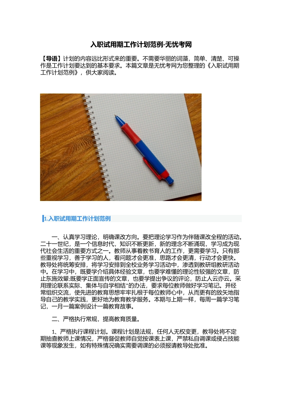 入职试用期工作计划范例_第1页