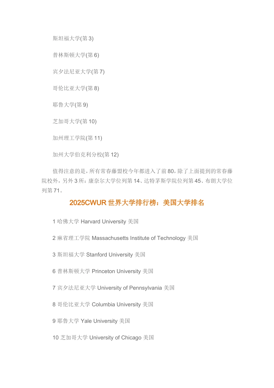 2025CWUR世界大学排行榜：美国大学排名319所_第2页