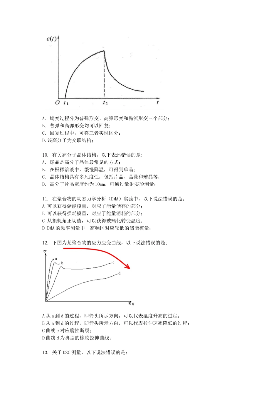 2020浙江杭州师范大学高分子物理考研真题_第2页