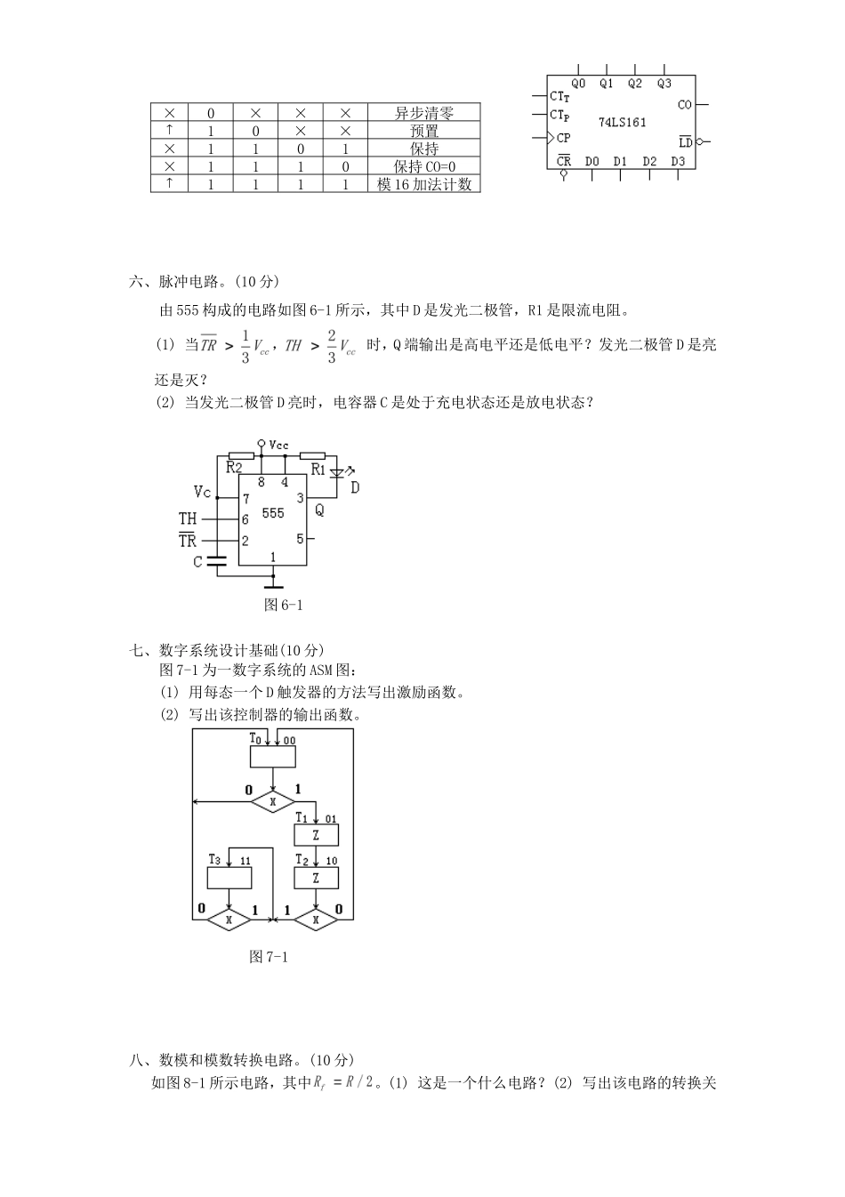 2020年云南昆明理工大学数字电路考研真题A卷_第3页