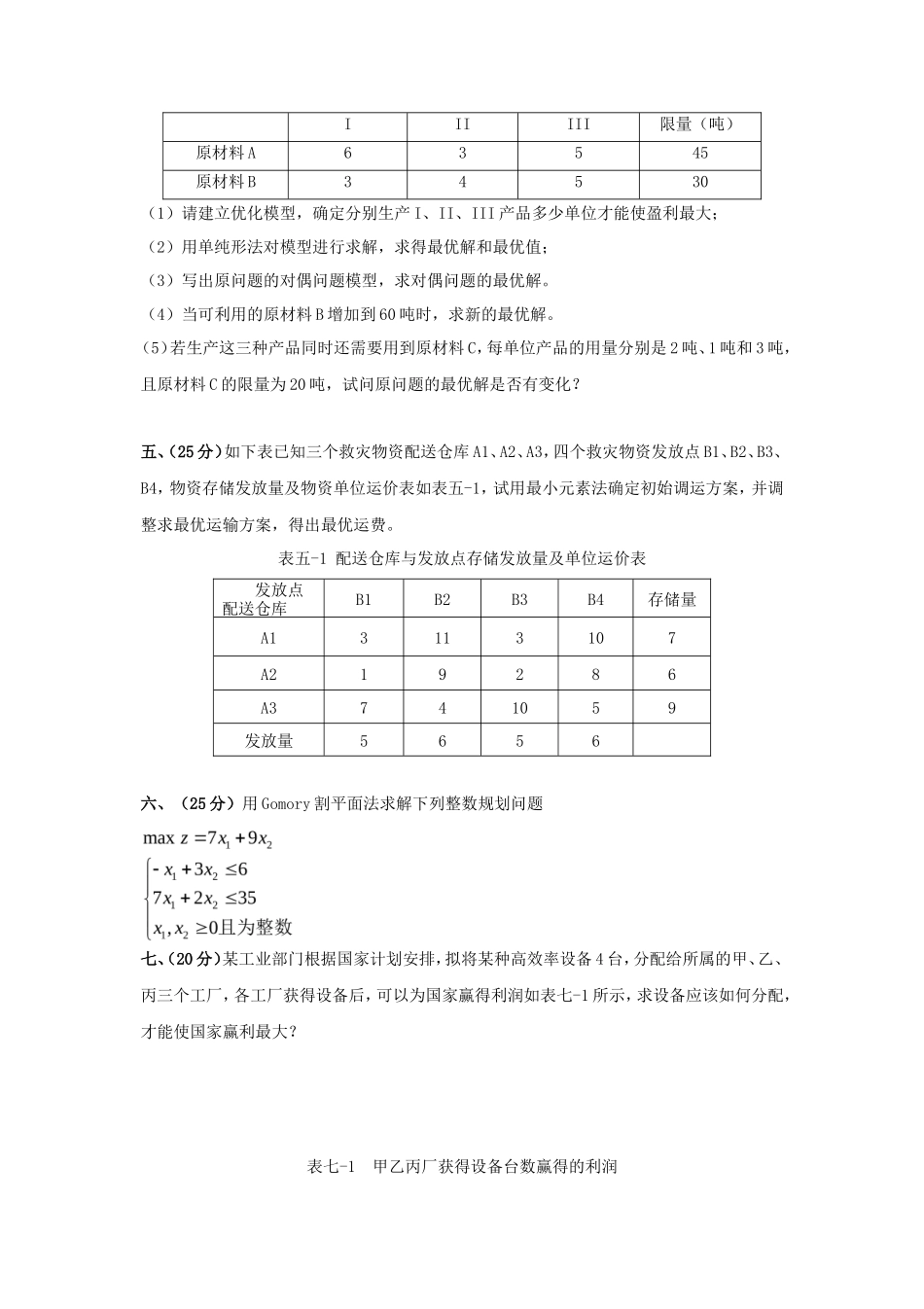 2020年云南昆明理工大学运筹学考研真题A卷_第2页