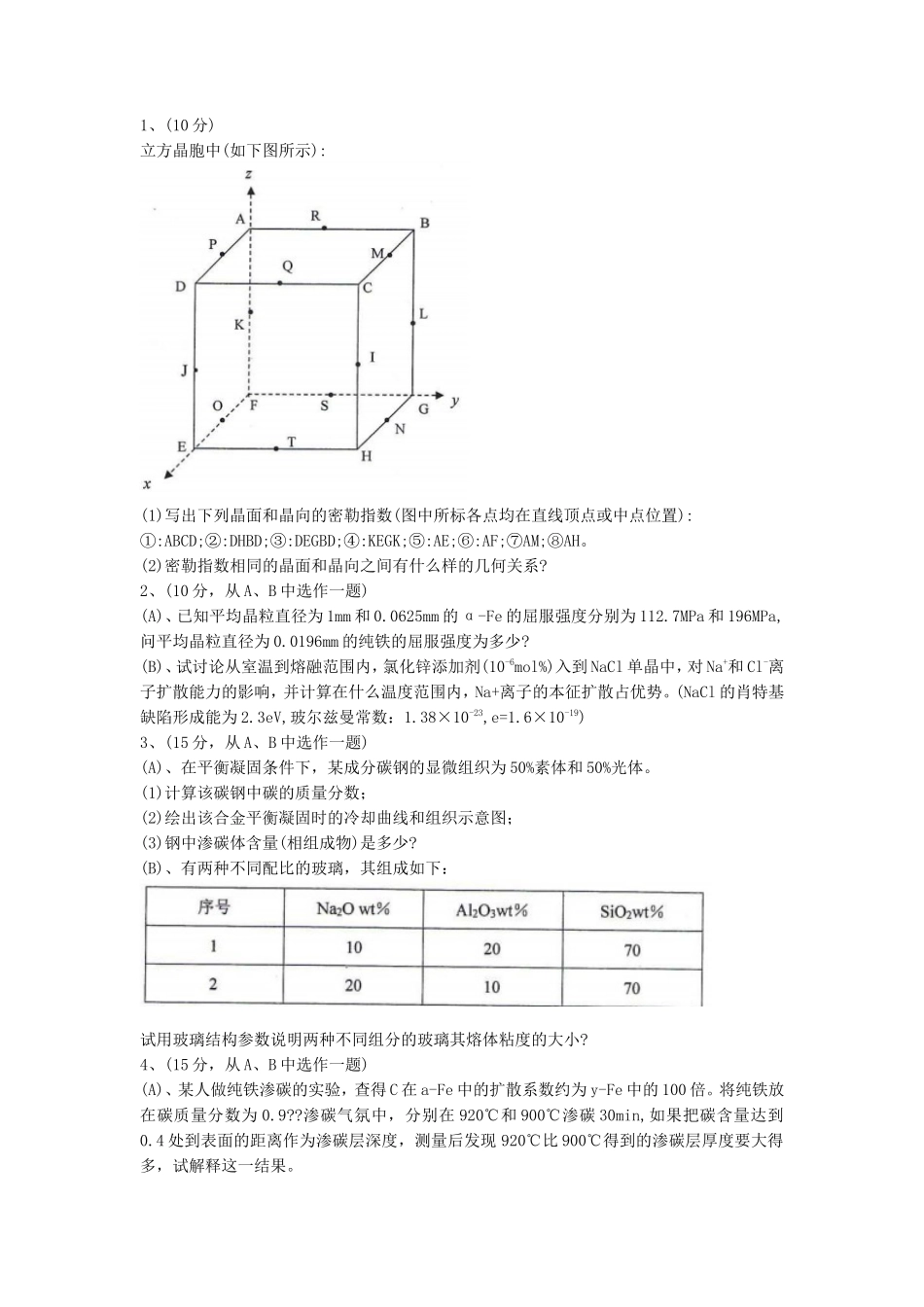 2020年山东科技大学材料科学基础考研真题_第2页
