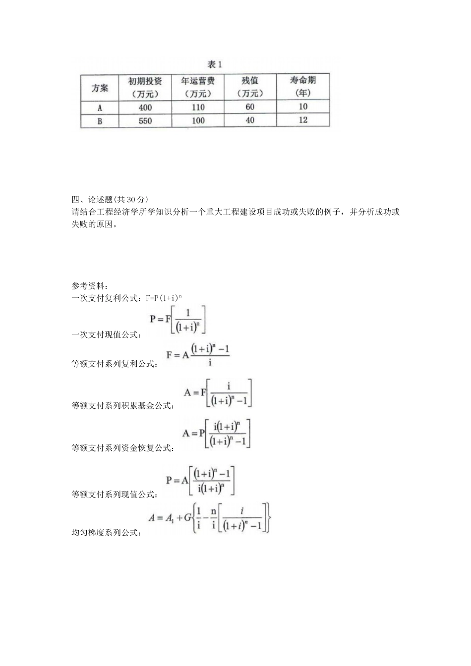 2020年山东科技大学工程经济学考研真题_第3页