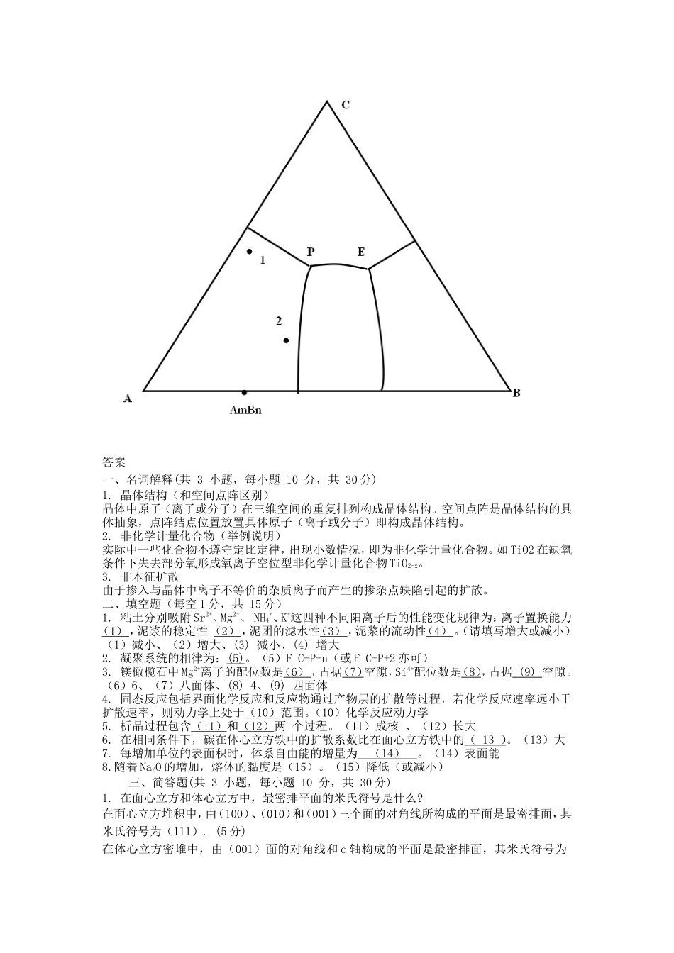 2019年湖北武汉科技大学无机材料科学基础考研真题及答案_第2页