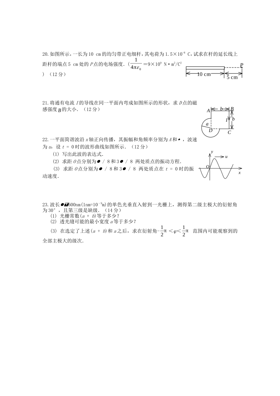 2020年广西桂林理工大学普通物理考研真题_第3页