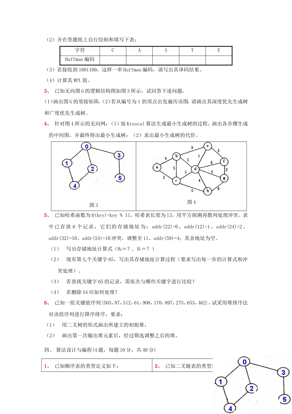 2020年广东财经大学数据结构考研真题_第3页