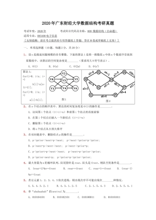 2020年广东财经大学数据结构考研真题
