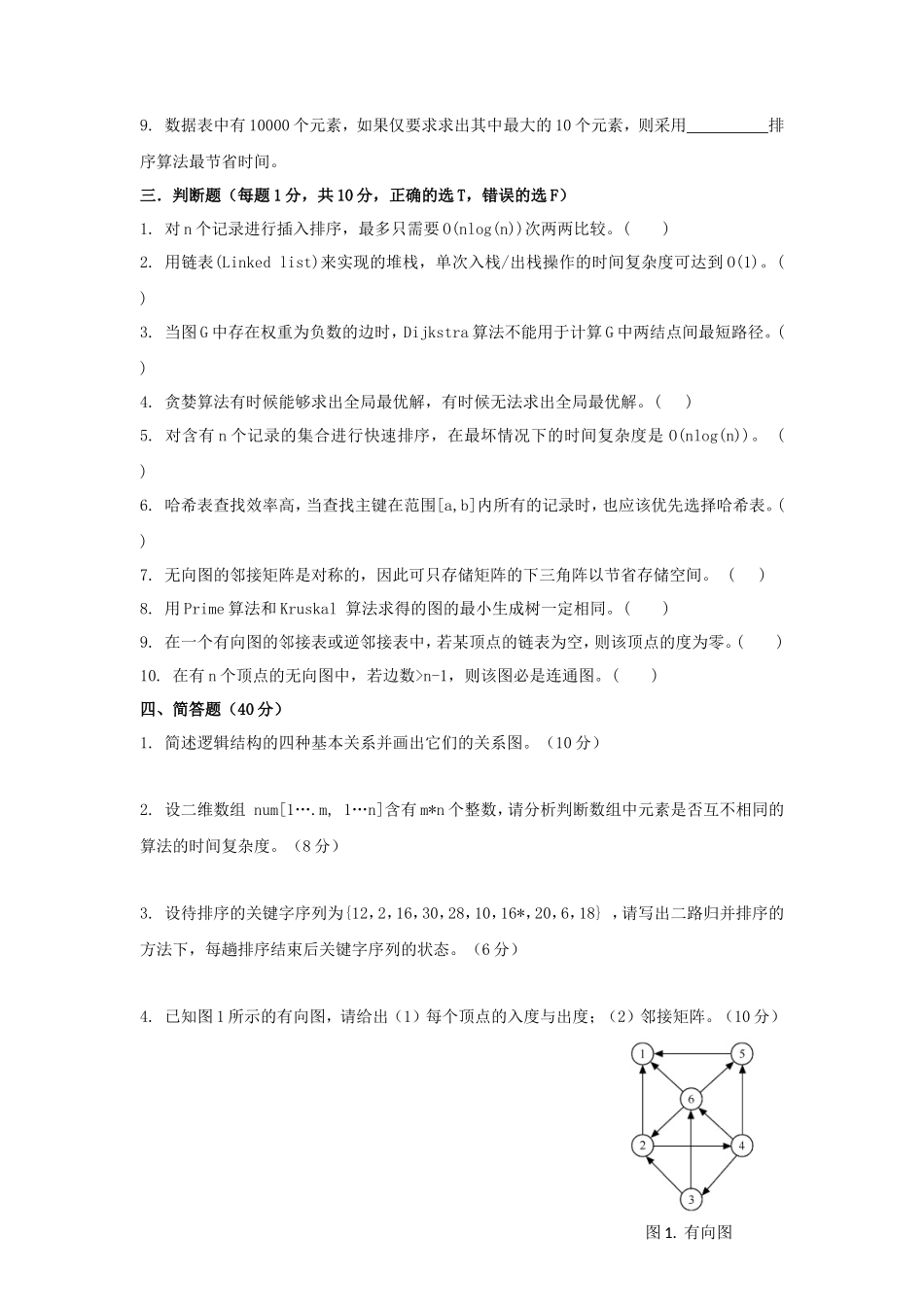 2020年广东暨南大学数据结构考研真题_第3页