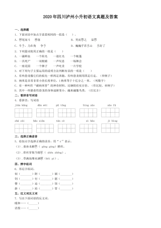 2020年四川泸州小升初语文真题及答案