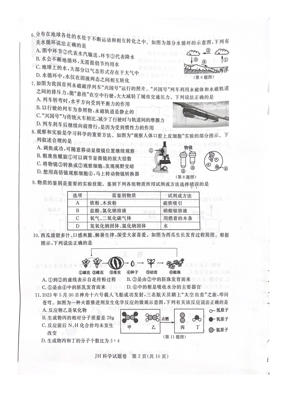 2023年浙江金华中考科学真题及答案_第2页