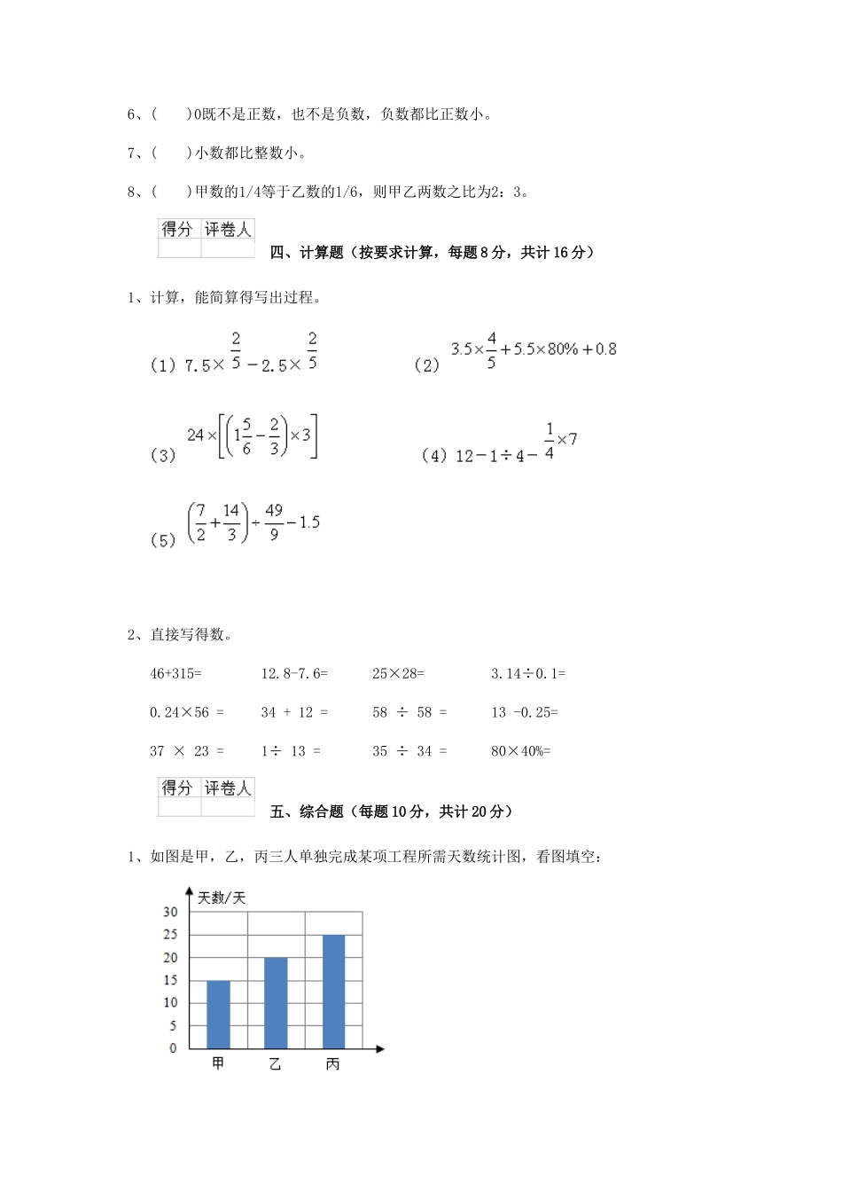 2020年云南红河小升初数学真题及答案_第3页
