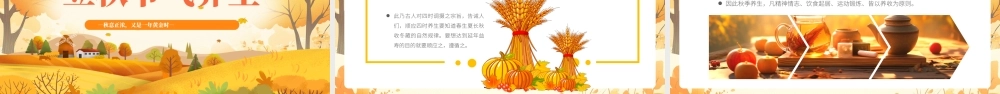 黄色插画风二十四节气之立秋介绍PPT模版