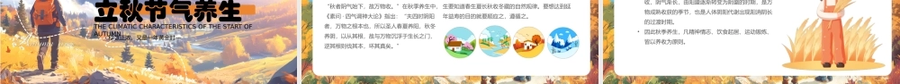 橙色插画风二十四节气之立秋介绍PPT模板