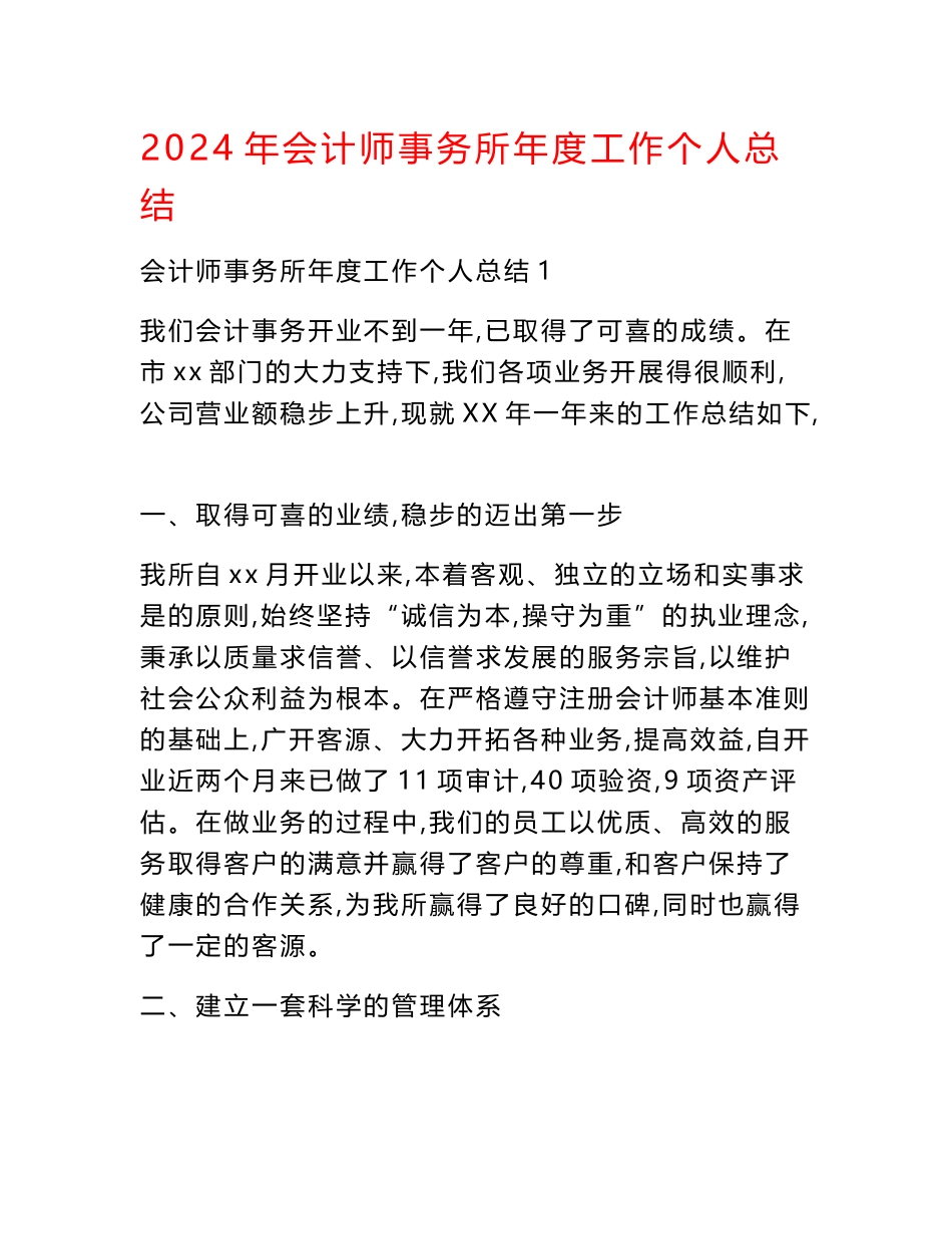 2024年会计师事务所年度工作个人总结_第1页