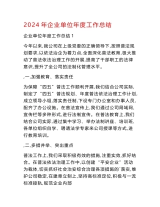 2024年企业单位年度工作总结
