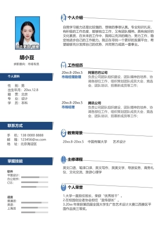 个人简历单页084-双栏