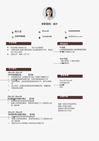 个人简历单页1069