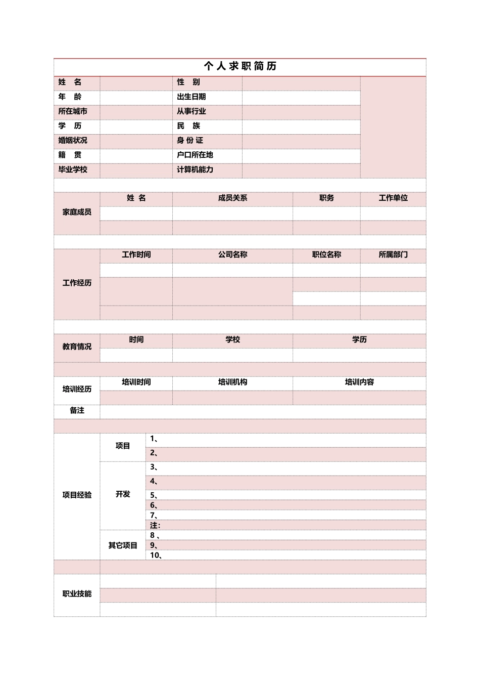 个人简历表格-三页01_第1页