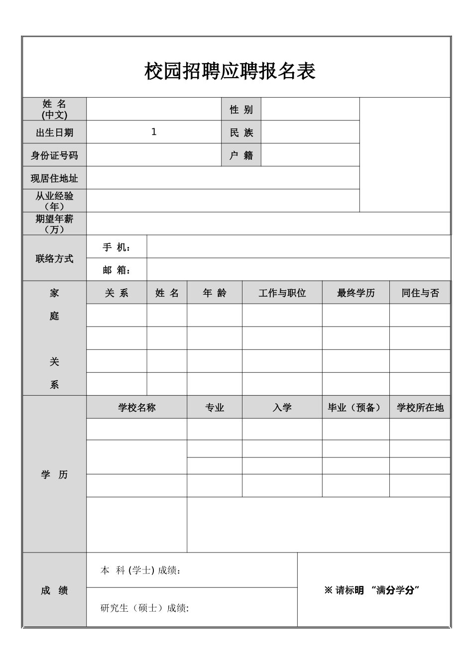 校园招聘应聘报名表-四页简历01_第2页