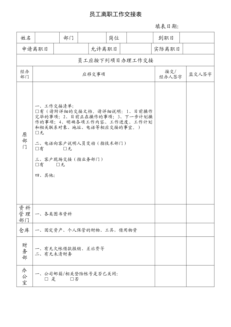 员工离职工作交接表-两页01_第1页