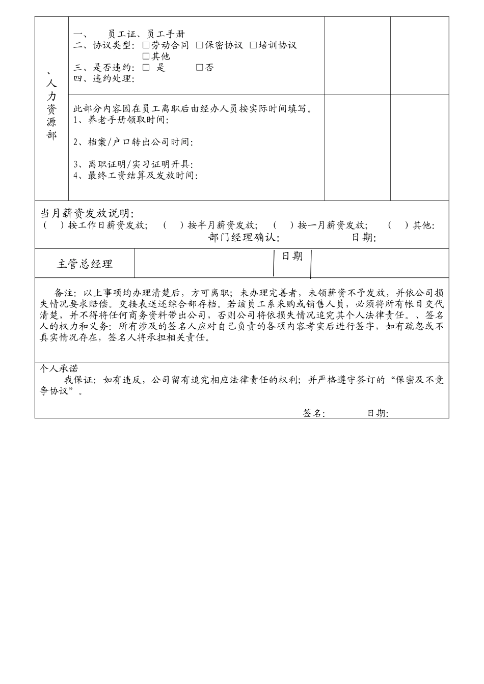 员工离职工作交接表-两页01_第2页
