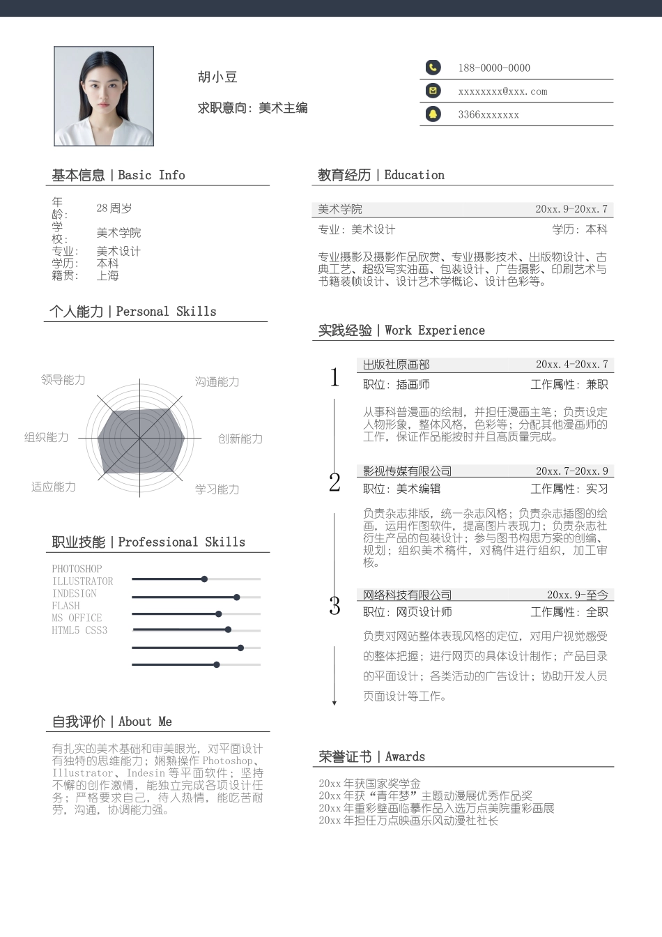 简历三页136-封面+内容+自荐信_第2页