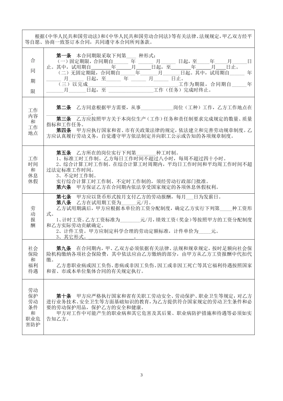 合肥市劳动合同范本_第3页